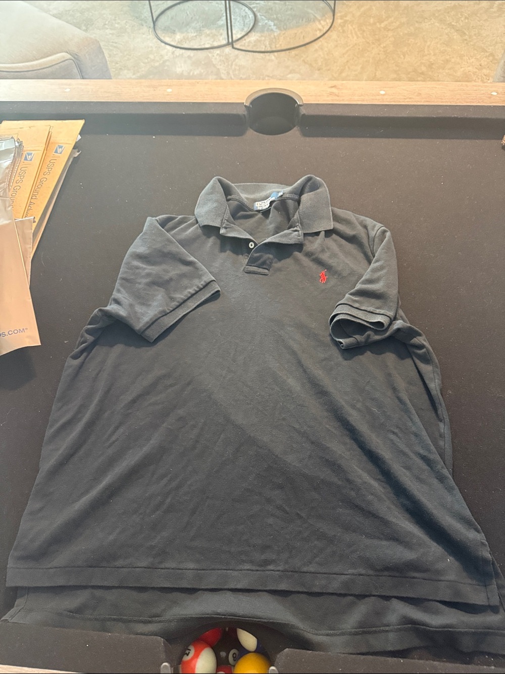 Ralph Lauren Black Polo with Red Pony Logo